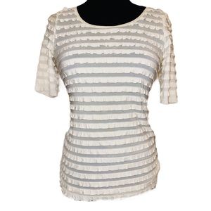 Karen Kane Ivory Ruffle Short Sleeve Blouse Size M